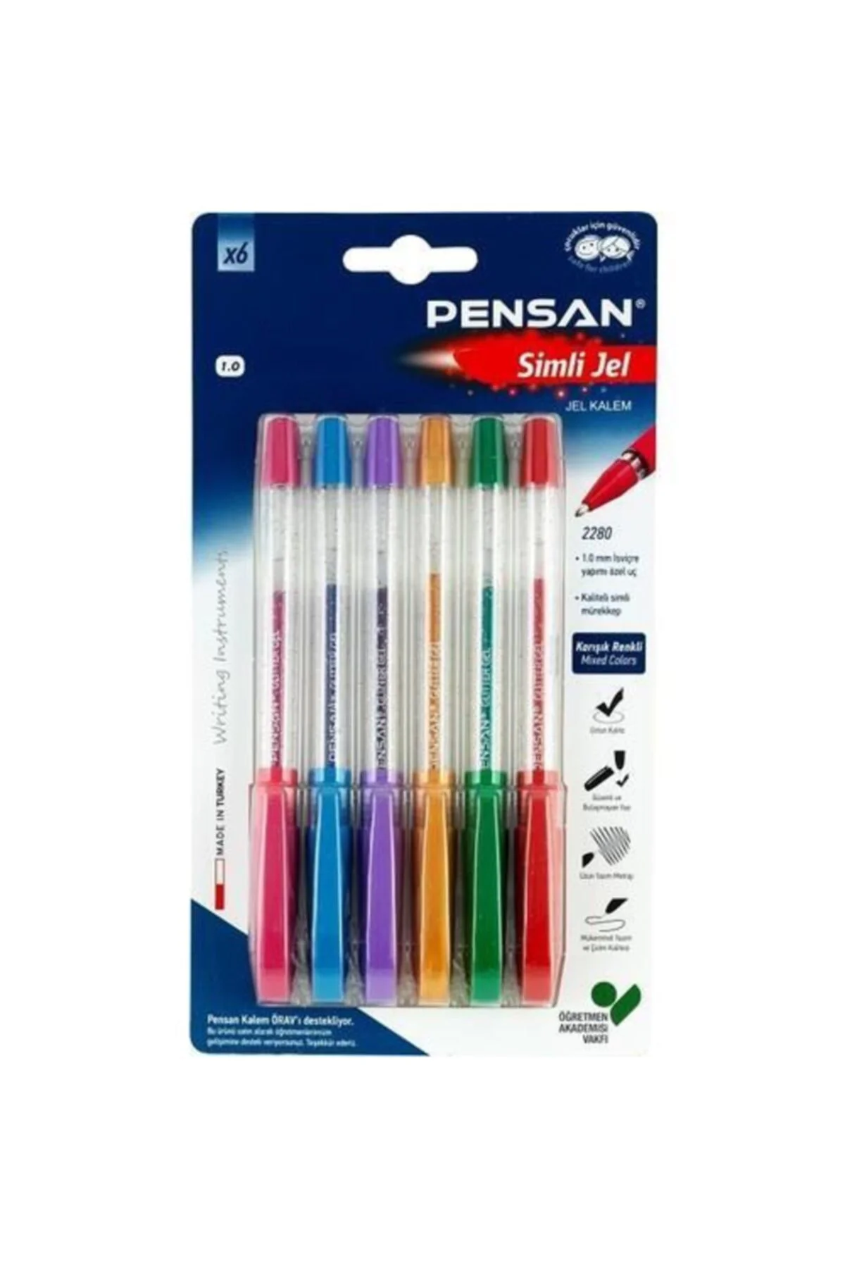 Tükenmez Kalem Jel Simli 1,0mm 6 Lı Bls Pe02228jkmt06 Tk.k