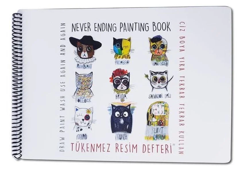 Tükenmez Resim Defteri - Ressam Kediler - 25x35 cm