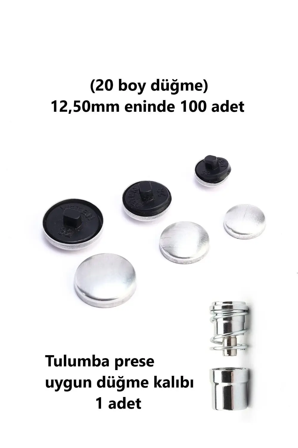 Tuhafiyecimiz Tulumba El Presi Ve Kumaş Kaplama Düğme Yapım Seti - (20 Boy) 100