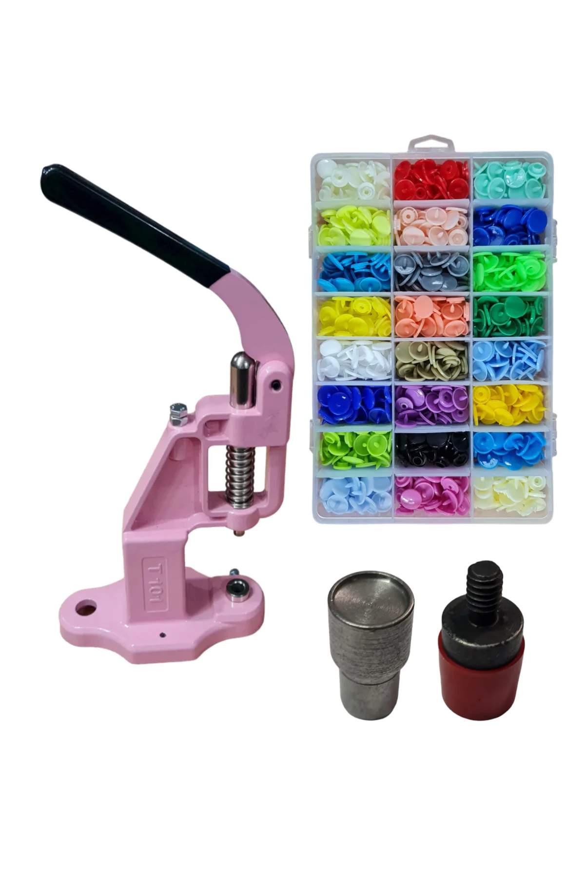 Tulumba Pres ve Plastik Çıtçıt Seti. (12mm Plastik T5 Çıtçıt Seti