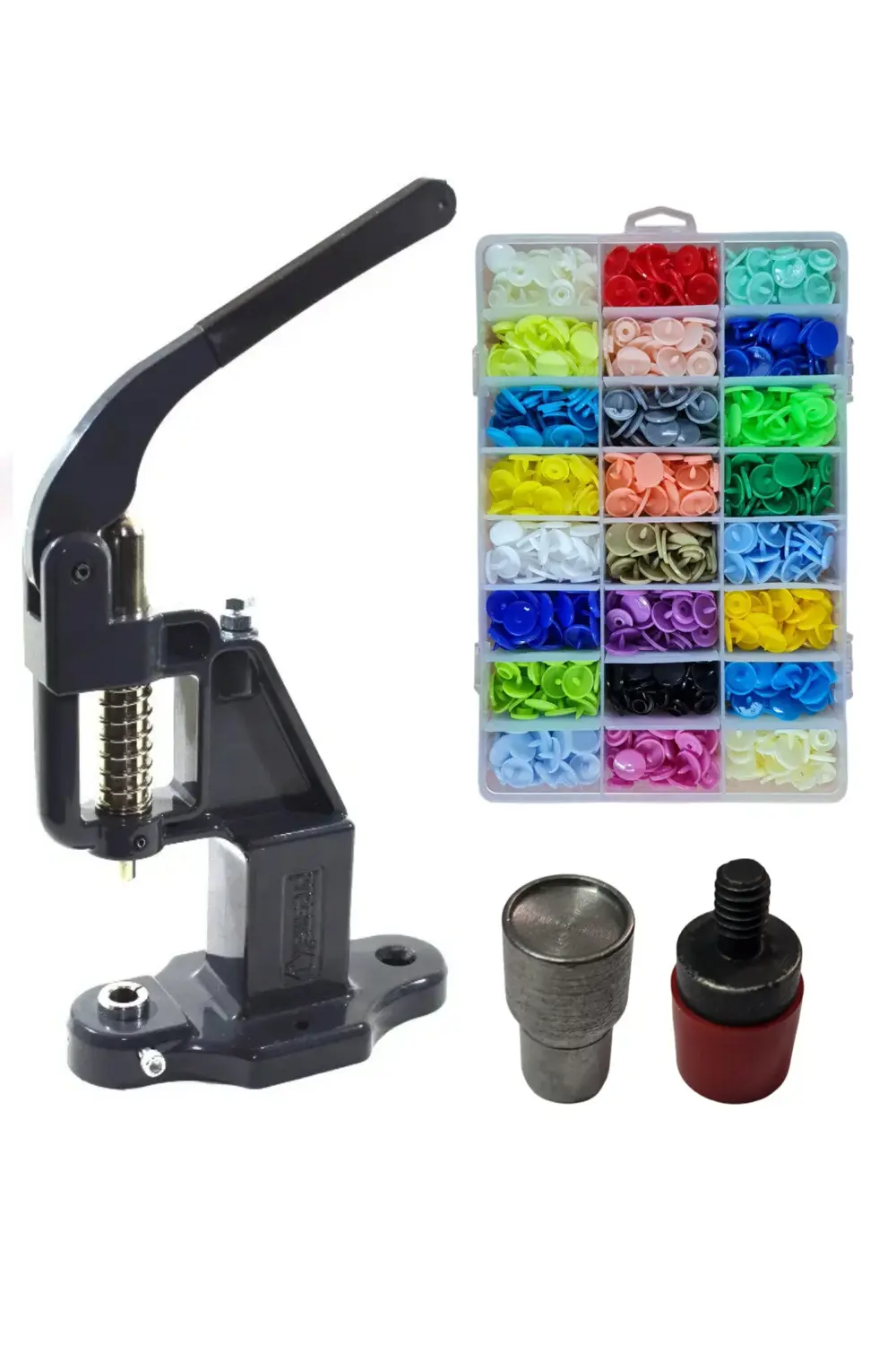 Tulumba Pres ve Plastik Çıtçıt Seti. (12mm Plastik T5 Çıtçıt Seti