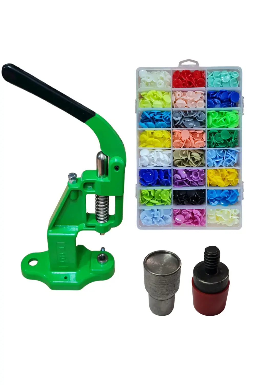 Tulumba Pres ve Plastik Çıtçıt Seti. (12mm Plastik T5 Çıtçıt Seti