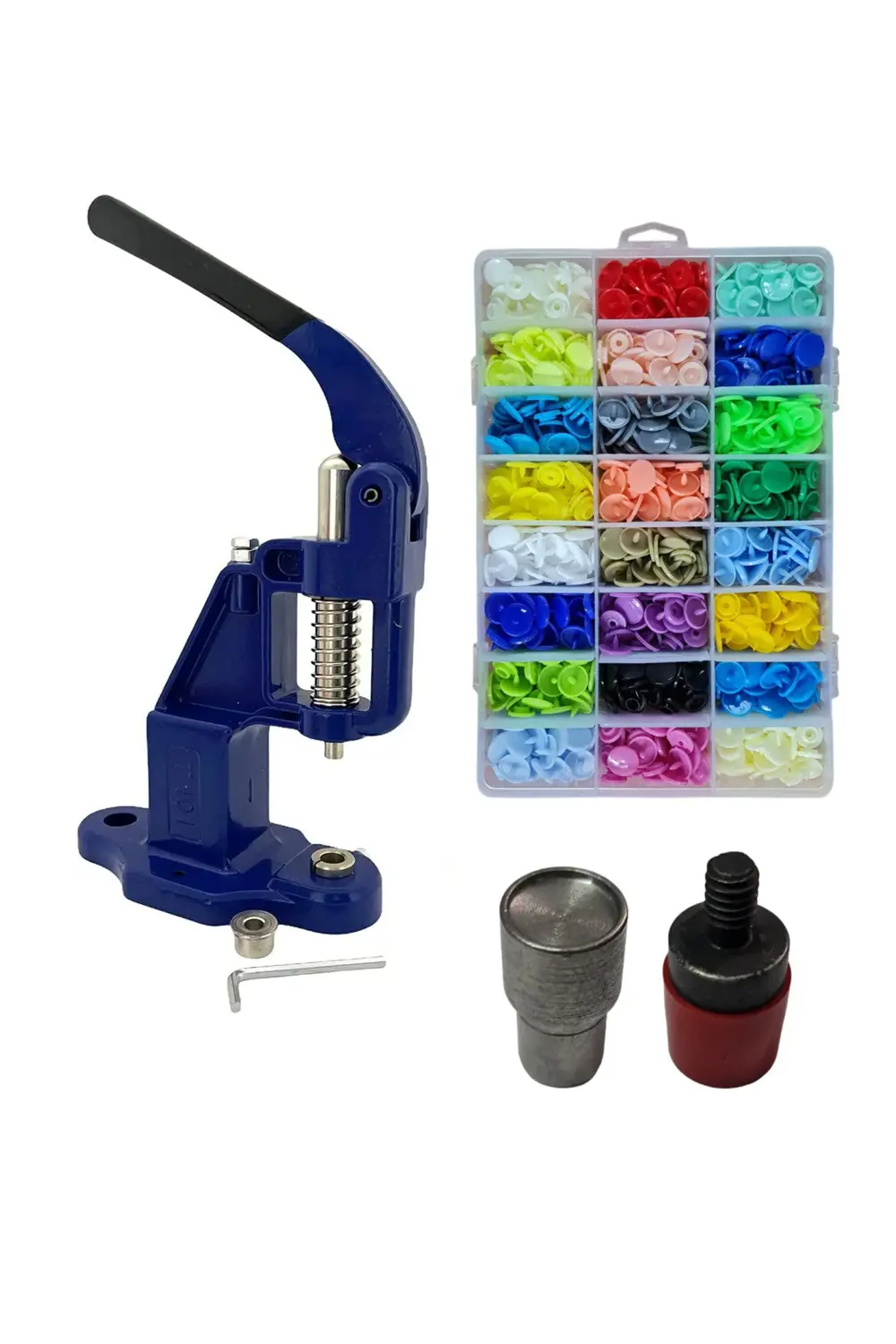 Tulumba Pres ve Plastik Çıtçıt Seti. (12mm Plastik T5 Çıtçıt Seti