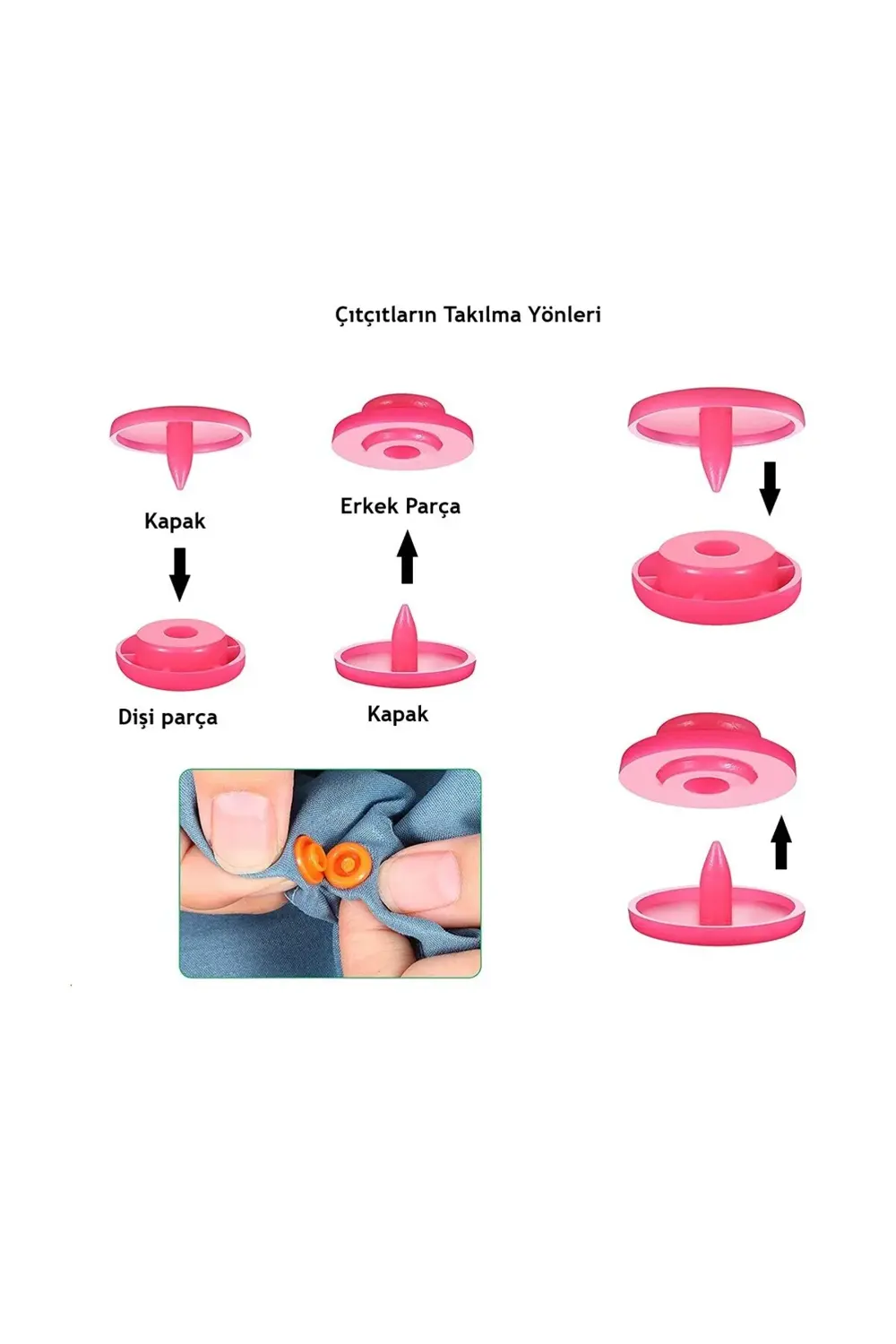 Tuhafiyecimiz Tulumba Pres Ve Plastik Çıtçıt Seti. (12Mm Plastik T5 Çıtçıt Seti