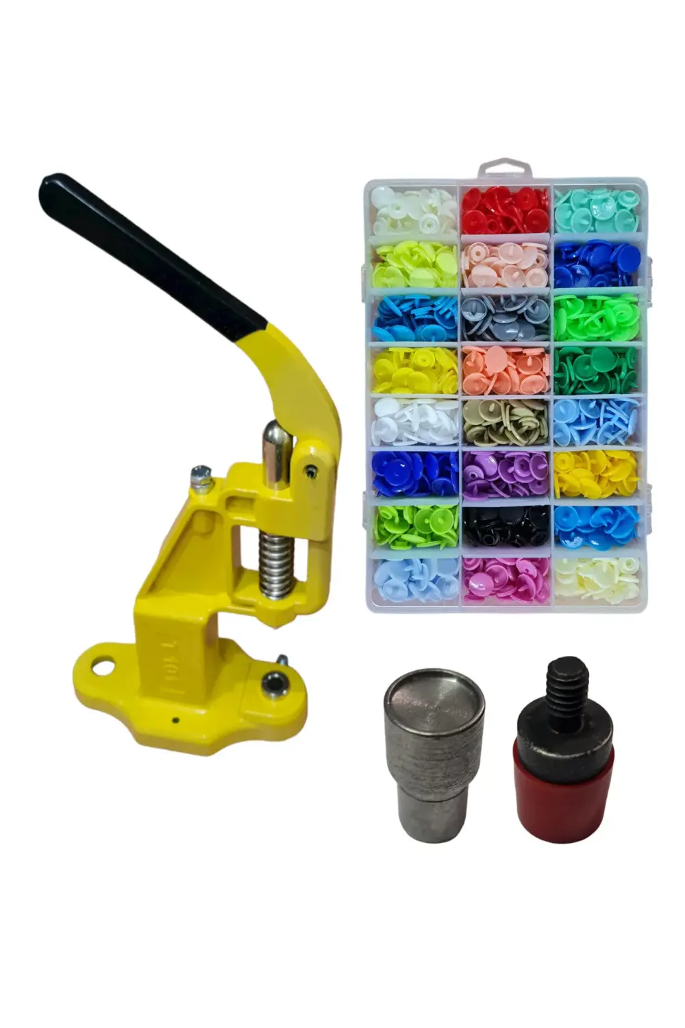 Tulumba Pres ve Plastik Çıtçıt Seti. (12mm Plastik T5 Çıtçıt Seti