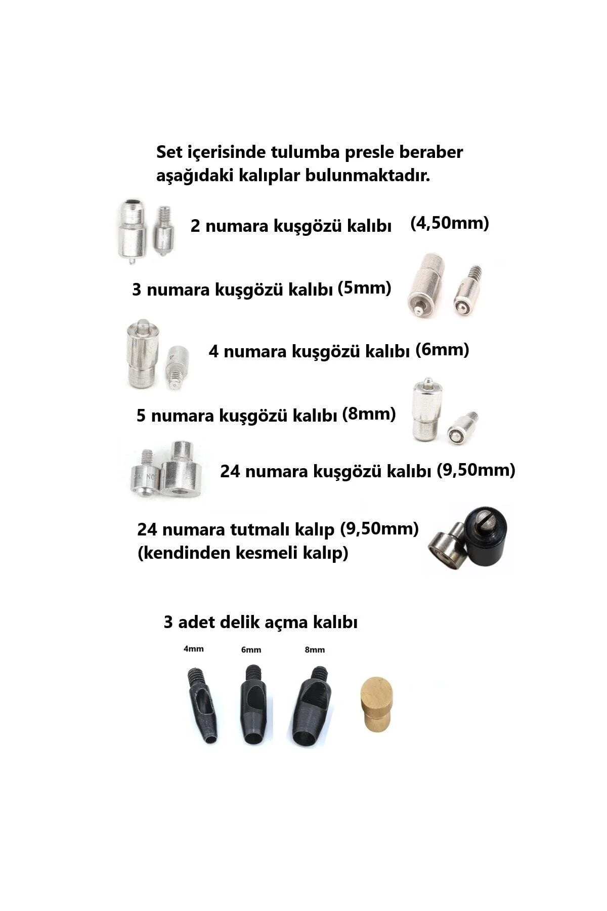 Tulumba Presli, 10 Kalıplı Kuşgözü Çakma Seti Ve Saklama Kutusu L