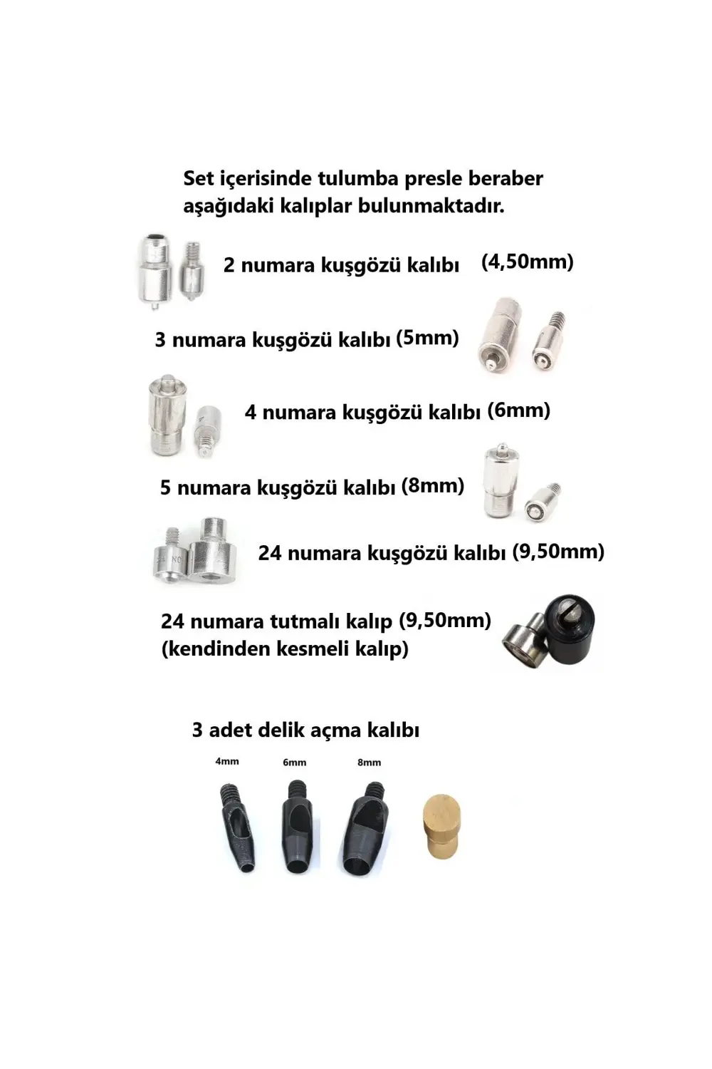 Tuhafiyecimiz Tulumba Presli, 10 Kalıplı Kuşgözü Çakma Seti Ve Saklama Kutusu (