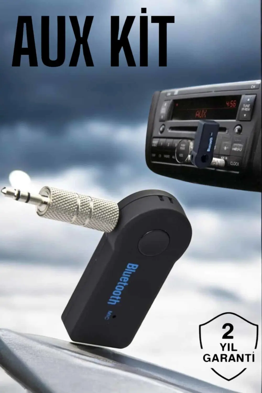 Tüm Araçlara Uyumlu Aux Car Bluetooth Kablosuz Araç Bağlantı Kiti