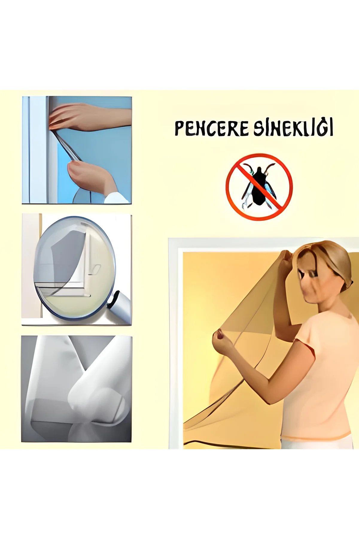 Tüm Cam Pencere Kapılara Uyumlu Tek Kanat Pencere Sinekliği