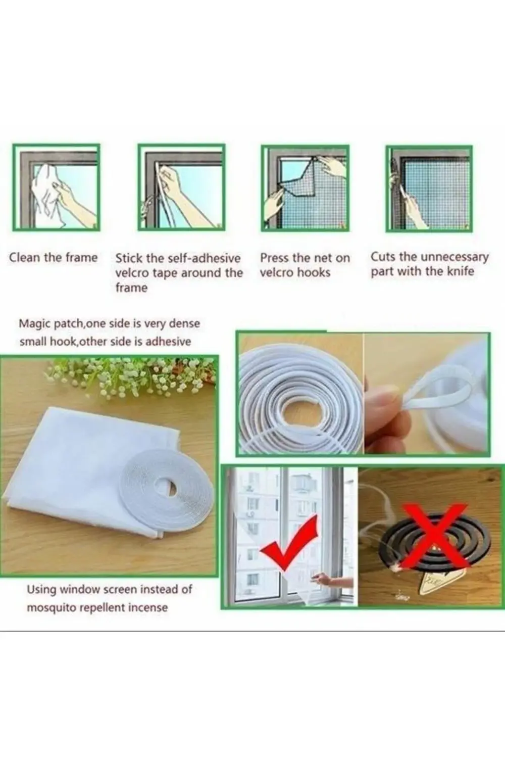 ® Tüm Cam Pencere Kapılara Uyumlu Çift Kanat Pencere Sinekliği