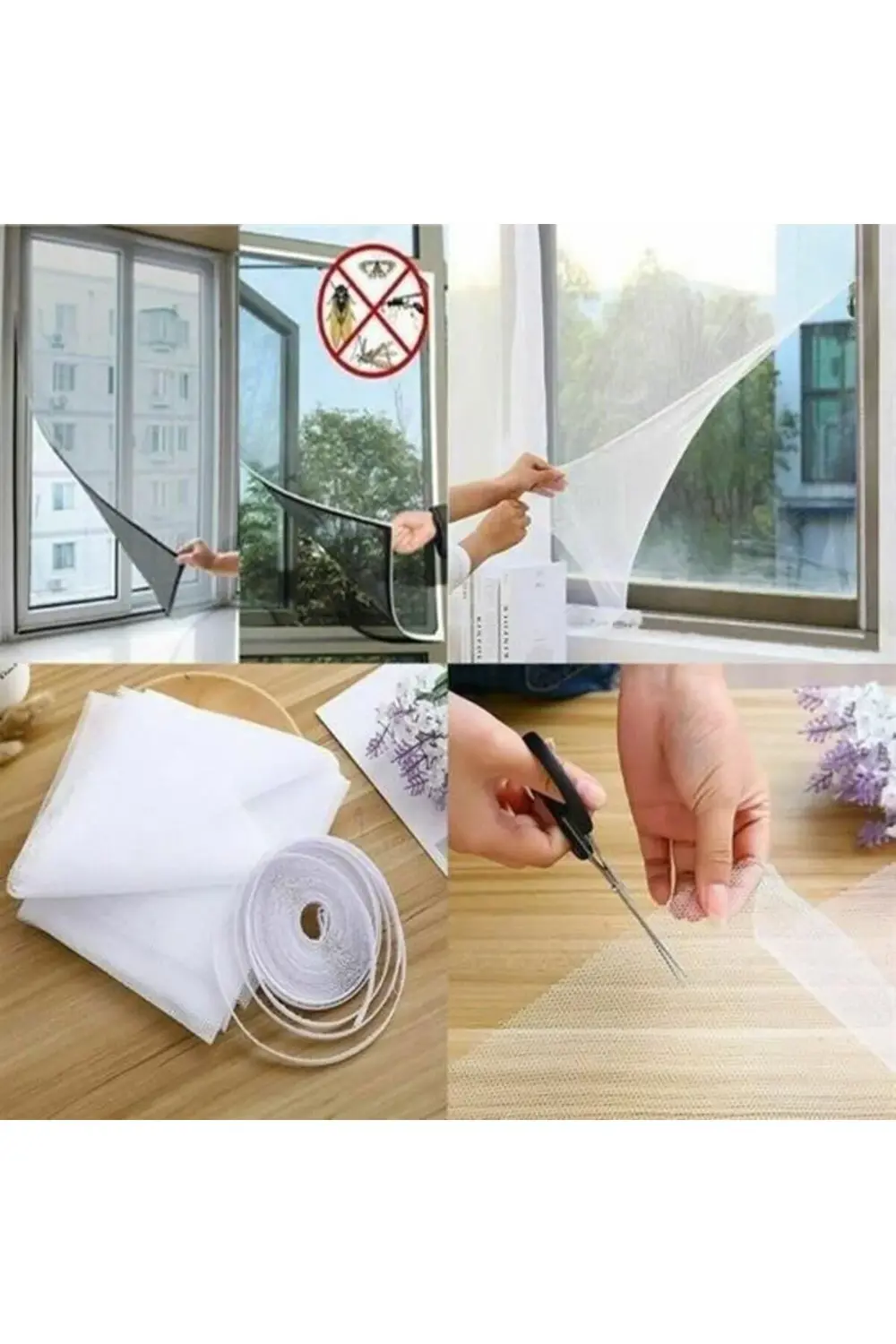 ® Tüm Cam Pencere Kapılara Uyumlu Çift Kanat Pencere Sinekliği