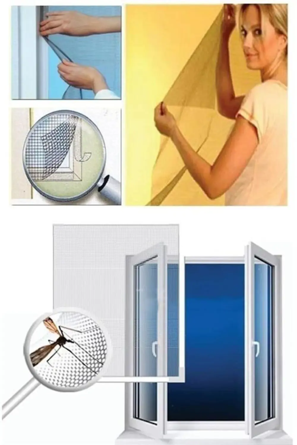 ® Tüm Cam Pencere Kapılara Uyumlu Tek Kanat Pencere Sinekliği