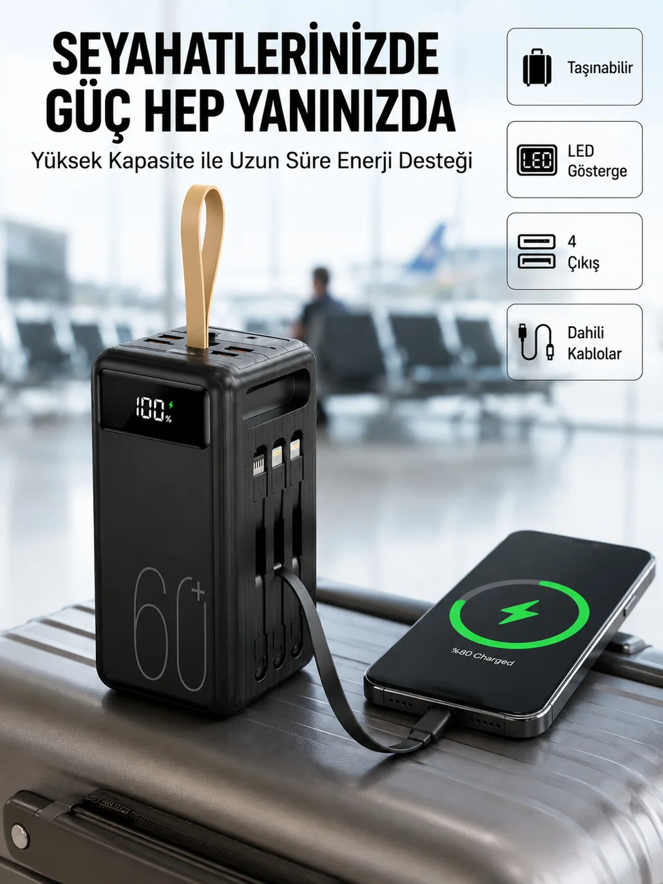 Tüm Cihazlara Uyumlu Çoklu Çıkışlı Powerbank Yeni Nesil - Lisinya Diğer