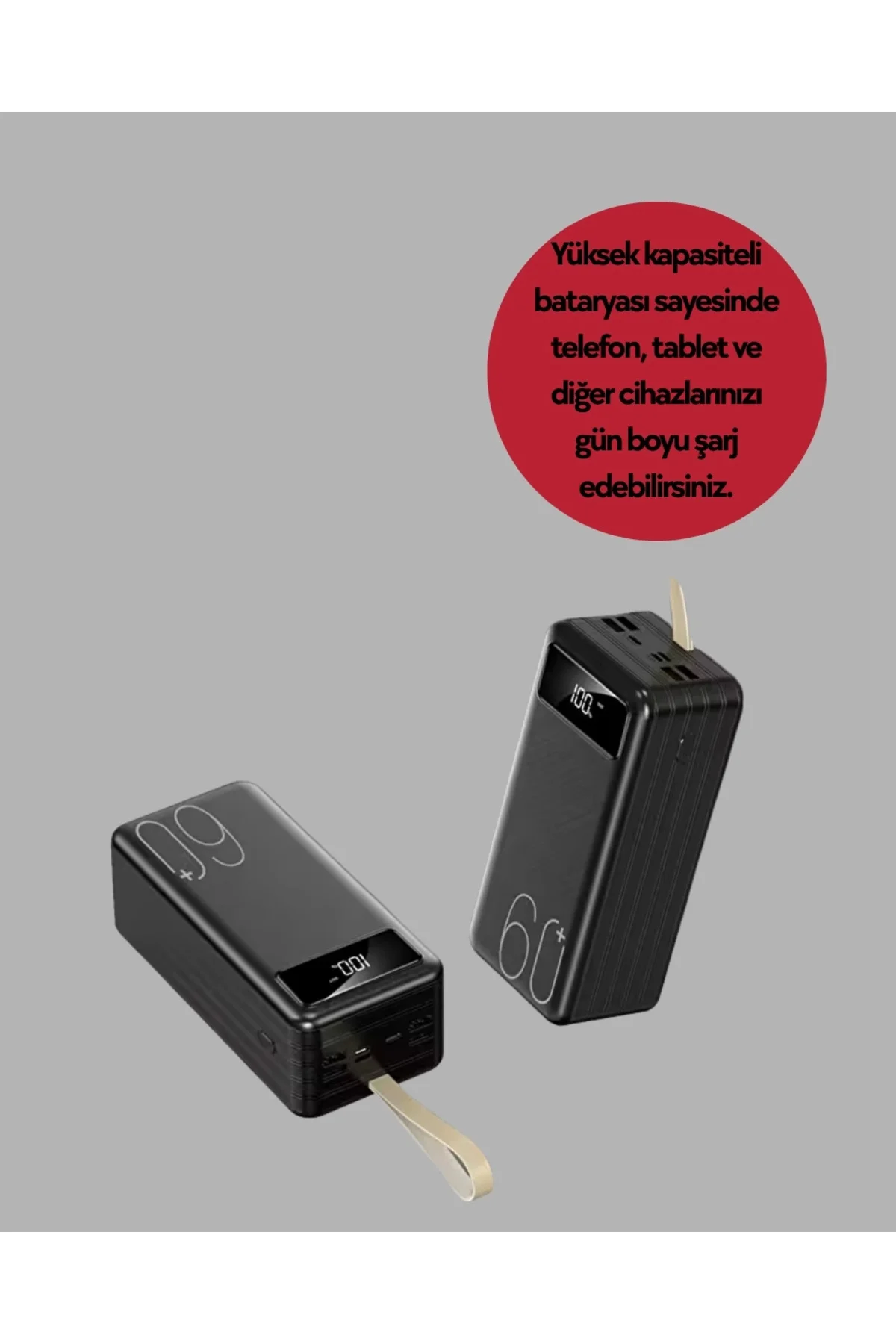 Tüm Cihazlarla Uyumlu LED Fenerli 4 Çıkışlı Powerbank