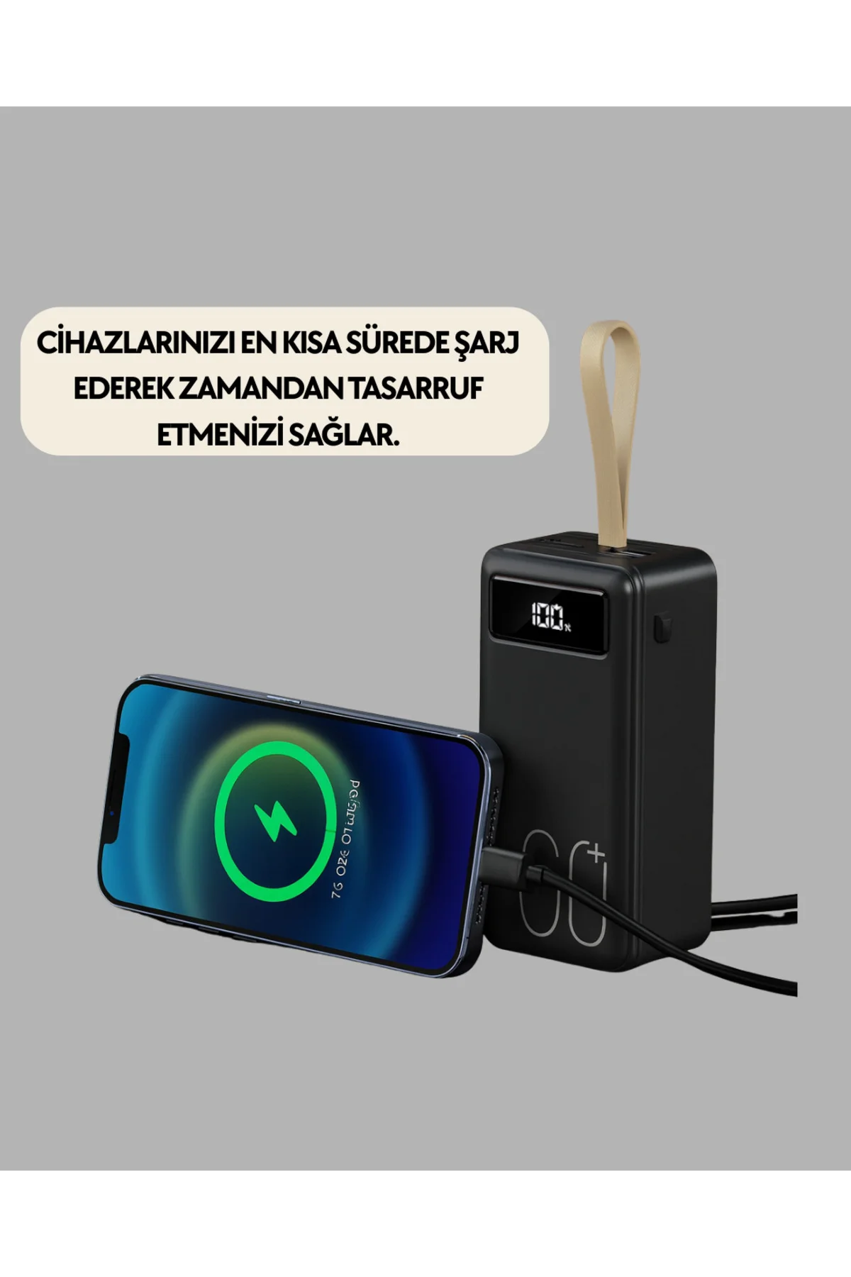 Tüm Cihazlarla Uyumlu LED Fenerli 4 Çıkışlı Powerbank