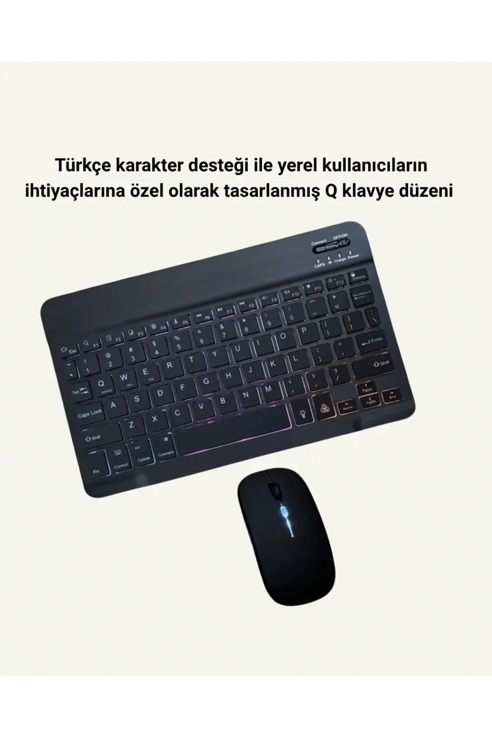 Tüm Cihazlarla Uyumlu RGB Işıklı Kablosuz Klavye ve Mouse Seti