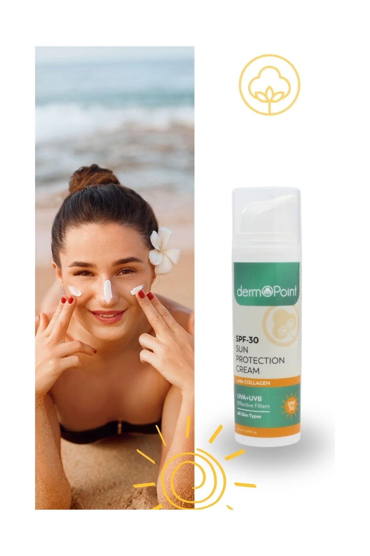 Tüm Cilt Tiplerine Uygun Kolajenli Güneş Koruyucu Krem SPF30 50 ml