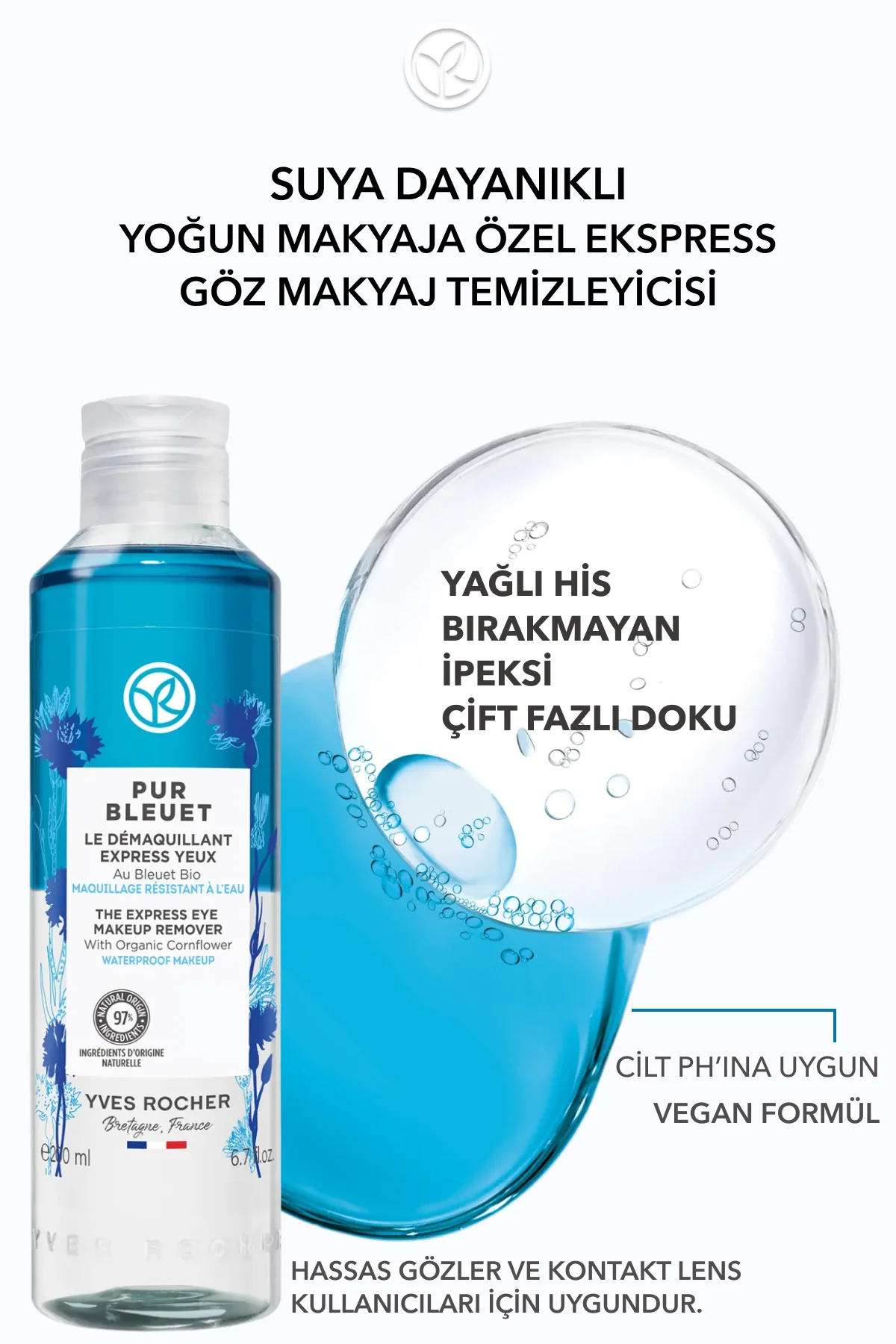 Tüm Ciltler, Çift Fazlı/Yoğun Makyaja Özel, Rahatlatıcı Göz Makya