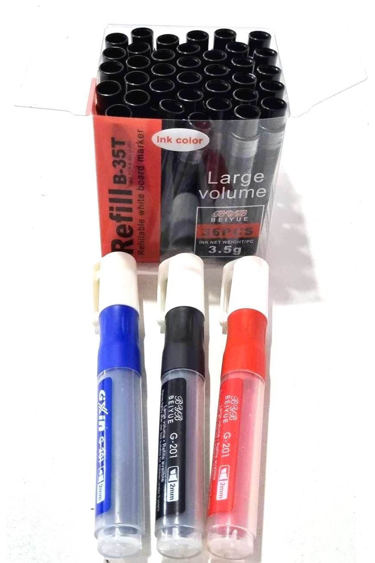 Modellino Tüm Markalarla Uyumlu 36 Adet Refill Siyah Kartuş + 3 Renk Gxin T