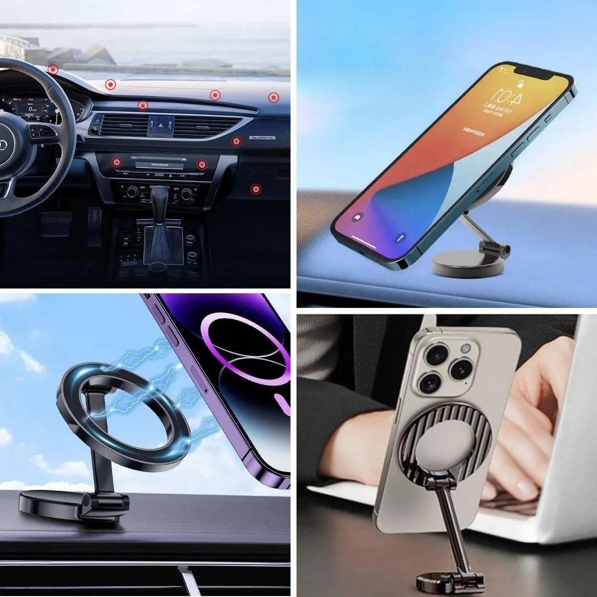 Tüm Telefonlarla Uyumlu Manyetik Araç Telefonu Tutacağı Katlanır 360 Derece Dönen Telefon Standı Bx40
