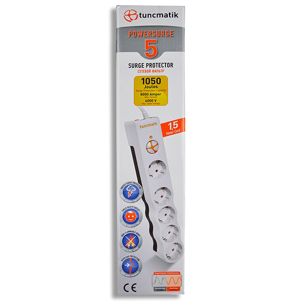 Tunçmatik  Powersurge 5 Li Akim Korumali Priz (2 X Usb Li) [Tsk501