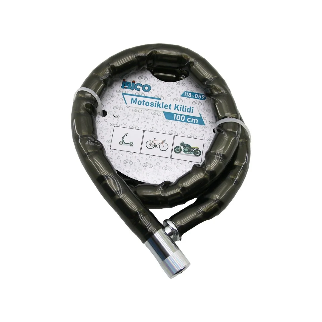 Tüp Anahtarlı Metal Kafa Çelik Motor - Bisiklet Kilit Silindirik Spiral Kilit Siyah Kılıf 22mm X 100cm Bx40 Fiyatı, Yorumları ve Özellikleri