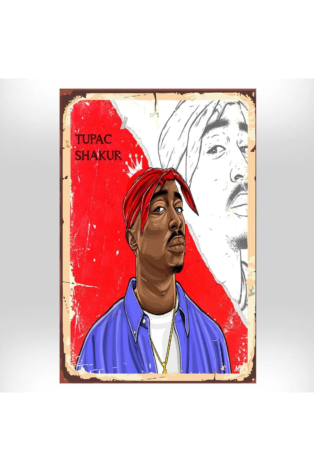 Tupac Shakur Tasarımlı 20x30 cm Retro Ahşap Tablo