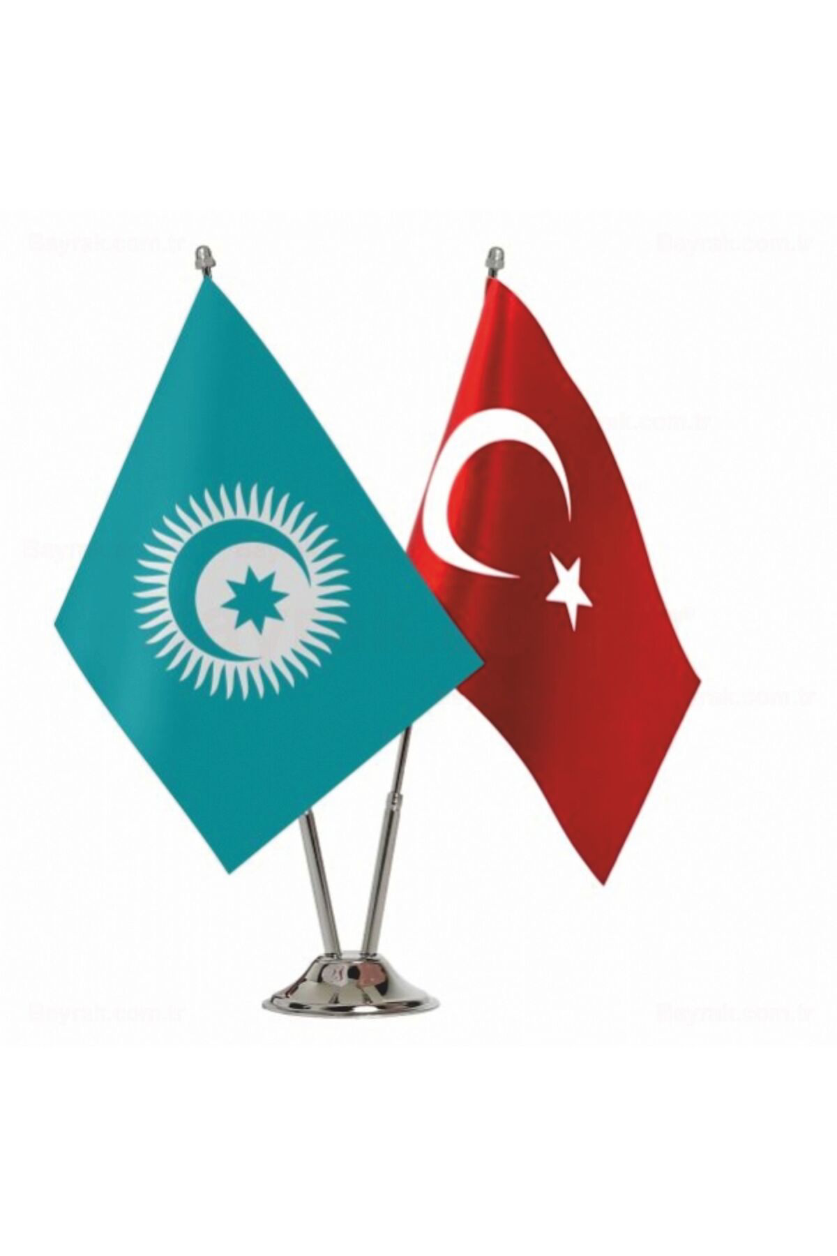 TURAN BİRLİĞİ TÜRK DEVLETLERİ TEŞKİLATI 2li MODEL MASA BAYRAĞI