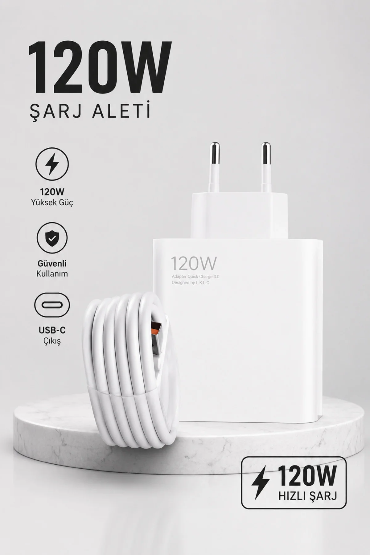 Turbo Hızlı Şarj Destekli 120W USB-C Şarj Seti