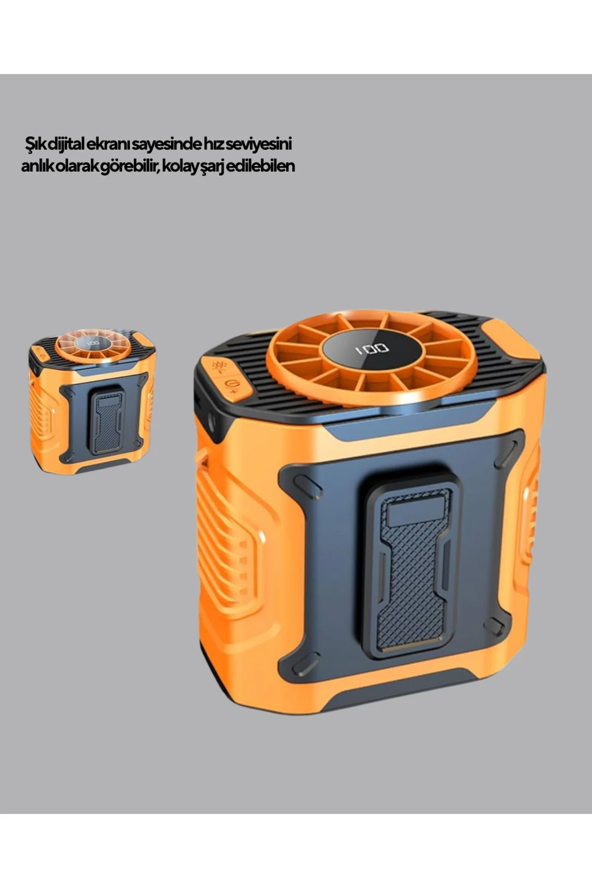Turbo Mini Taşınabilir Fan – 100 Kademeli Dijital Hız Kontrolü ve Type-C Şarj