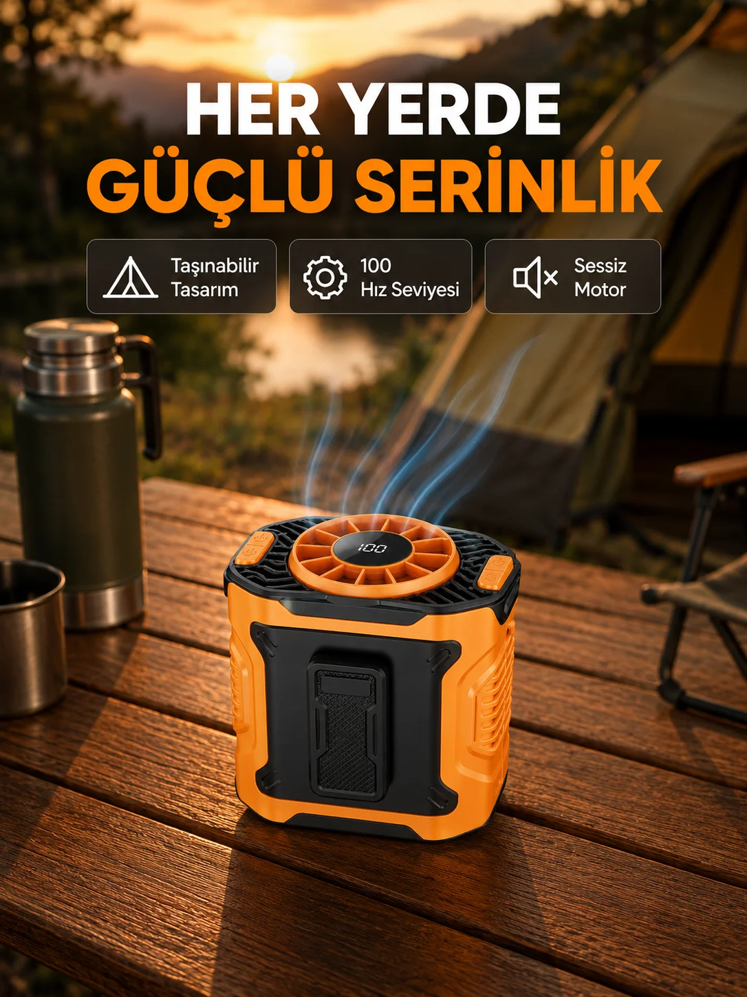 Turbo Mini Taşınabilir Fan – 100 Kademeli Dijital Hız Kontrolü ve Type-C Şarj Fiyatı, Yorumları ve Özellikleri