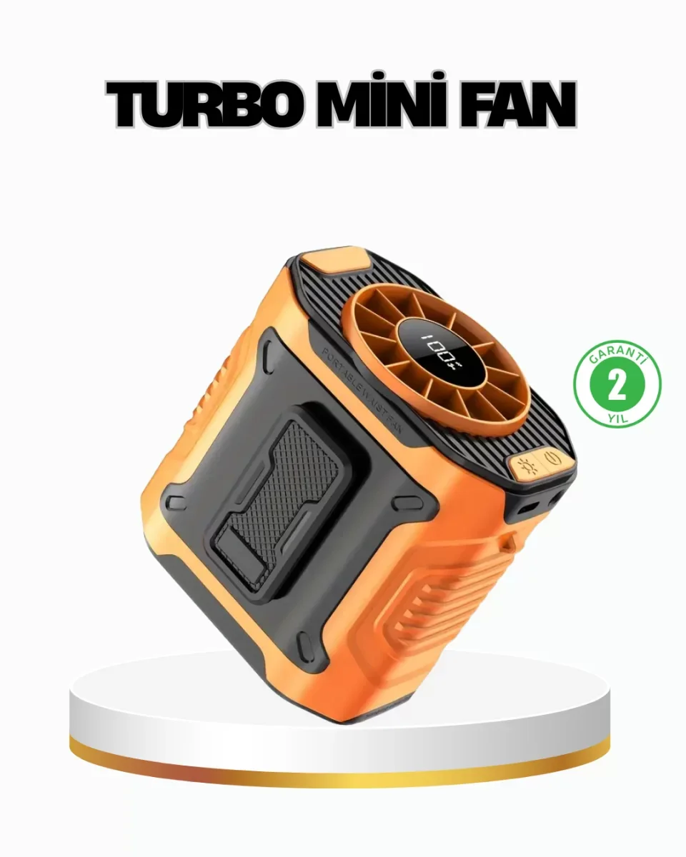 Turbo Mini Taşınabilir Fan – 100 Kademeli Dijital Hız Kontrolü ve Type-C Şarj - Lisinya