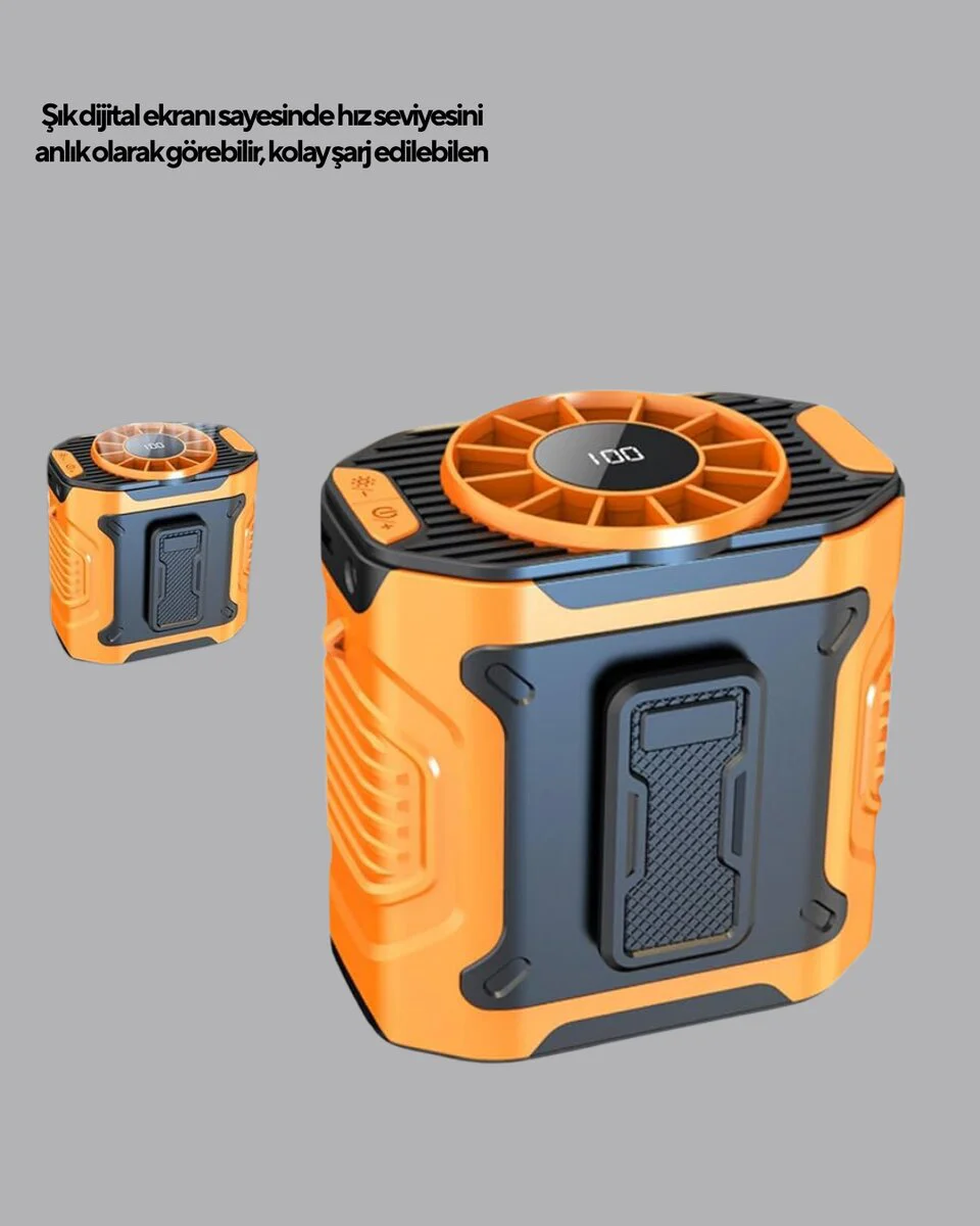 Turbo Mini Taşınabilir Fan – 100 Kademeli Dijital Hız Kontrolü ve Type-C Şarj (Kopya)