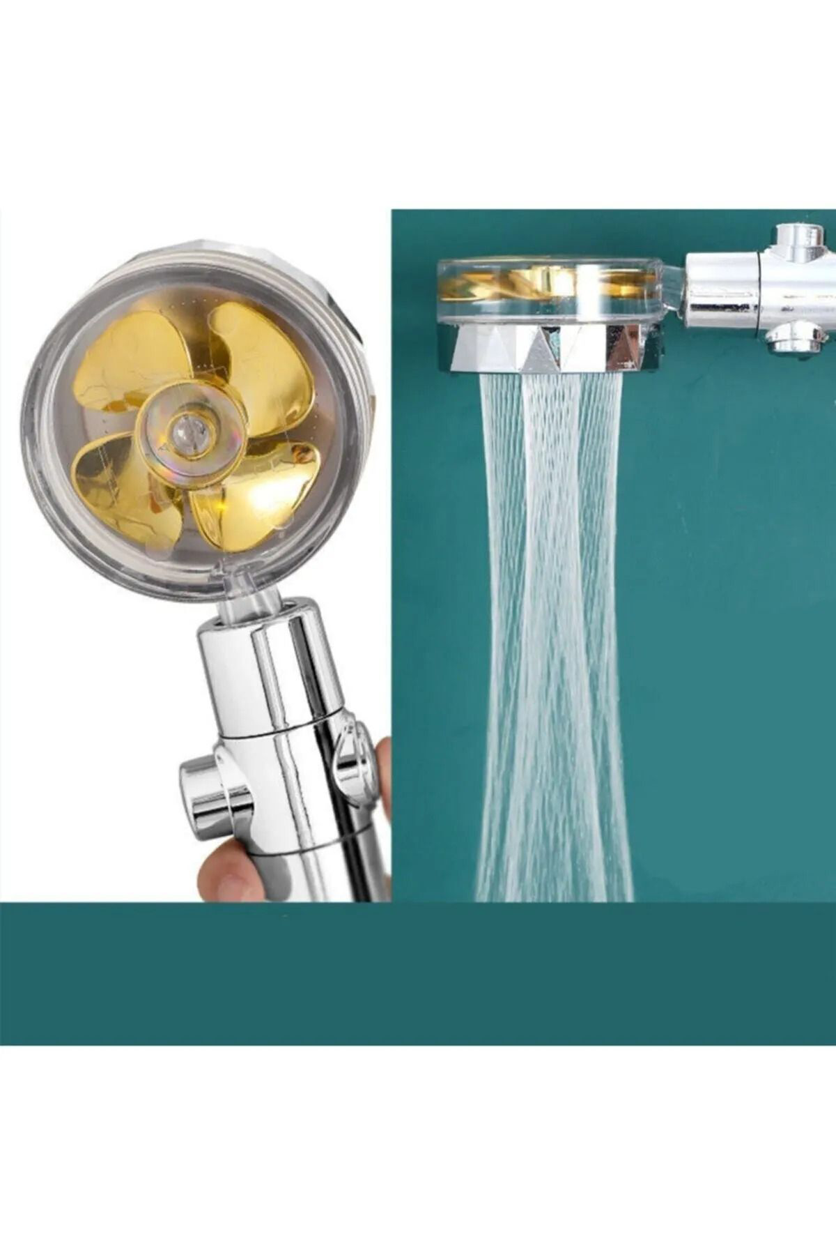 Turbo Pervaneli Duş Başlığı Yüksek Basınçlı Fıskiye Banyo Batarya