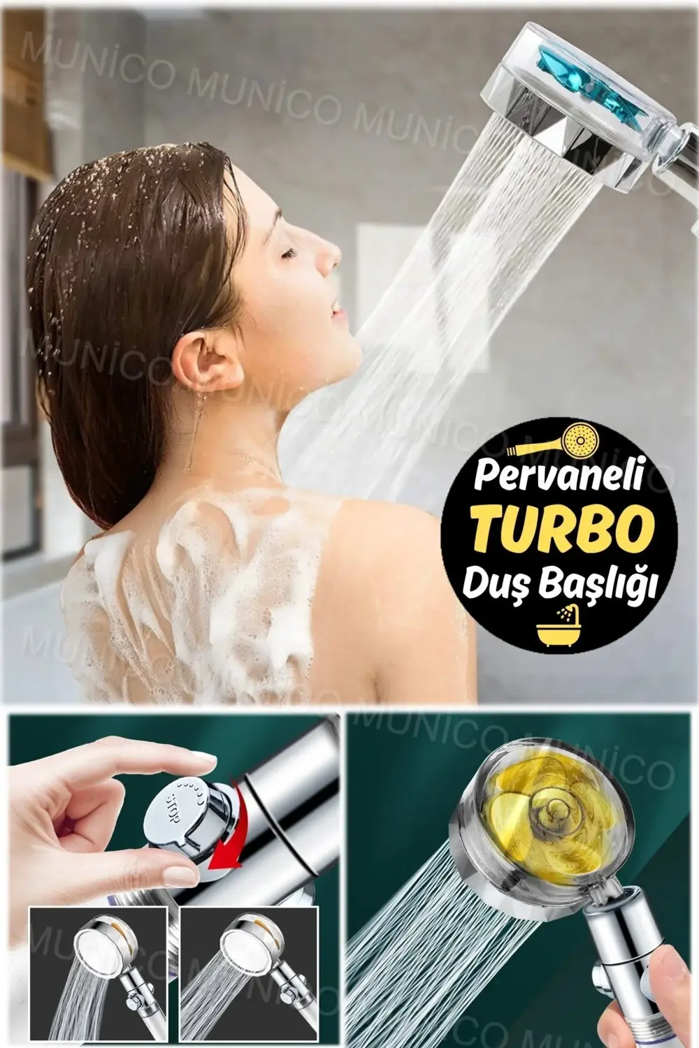 Turbo Pervaneli ve Filtreli Su Tasarruflu 360 Derece Dönebilen Ta