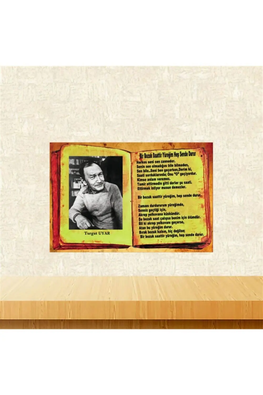 Turgut Uyar 20-30 cm Retro Ahşap Poster Tkfx4086
