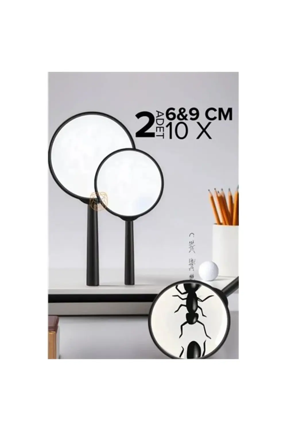 Turk 10X Büyüteç 6 ve 9 cm 2 li SET