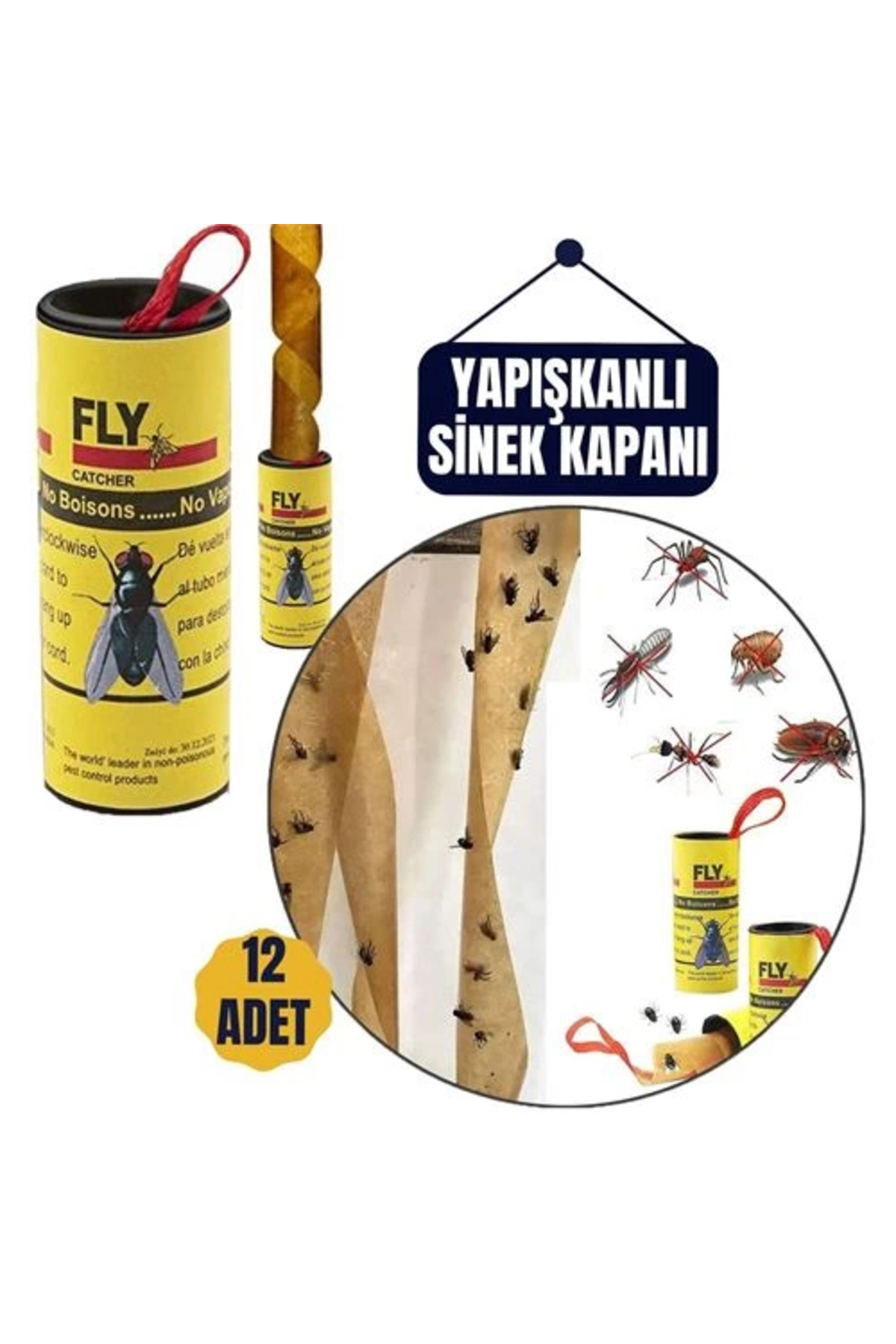 Butik Turk 12 Adet Yapışkanlı Sinek Kapanı 74 Cm