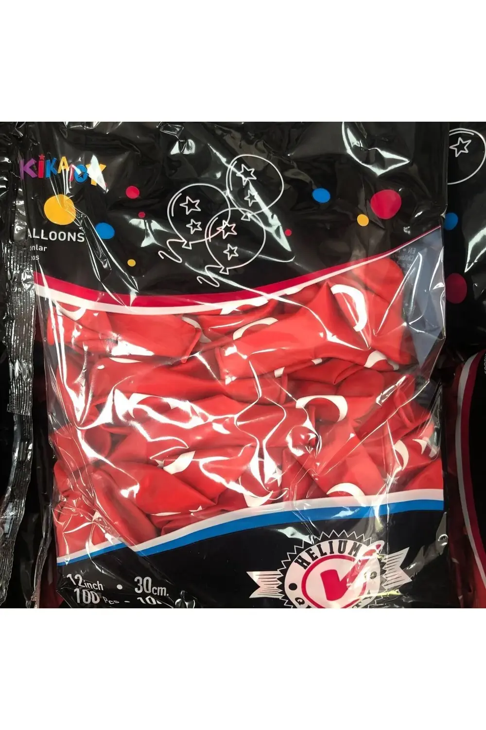 Türk Bayraği Balon 12 Inç-30 Cm 100 Adet Kırmızı