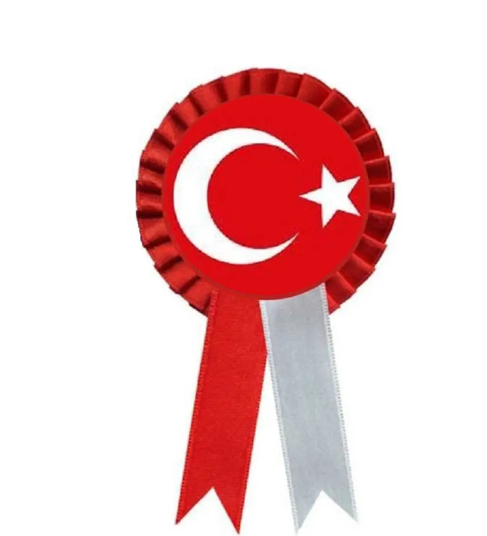 Türk Bayrağı Yaka Rozeti Kurdelalı Kokart- 1 Adet