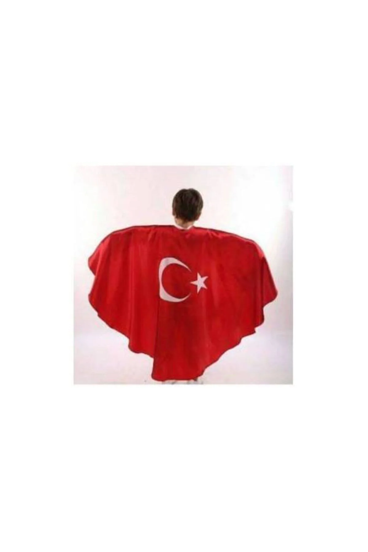 Türk Bayrak Pelerin Gösteri Kostüm Ü - Kırmızı Ay Yıldız Bayrak Lı Pelerin 23 Nisan