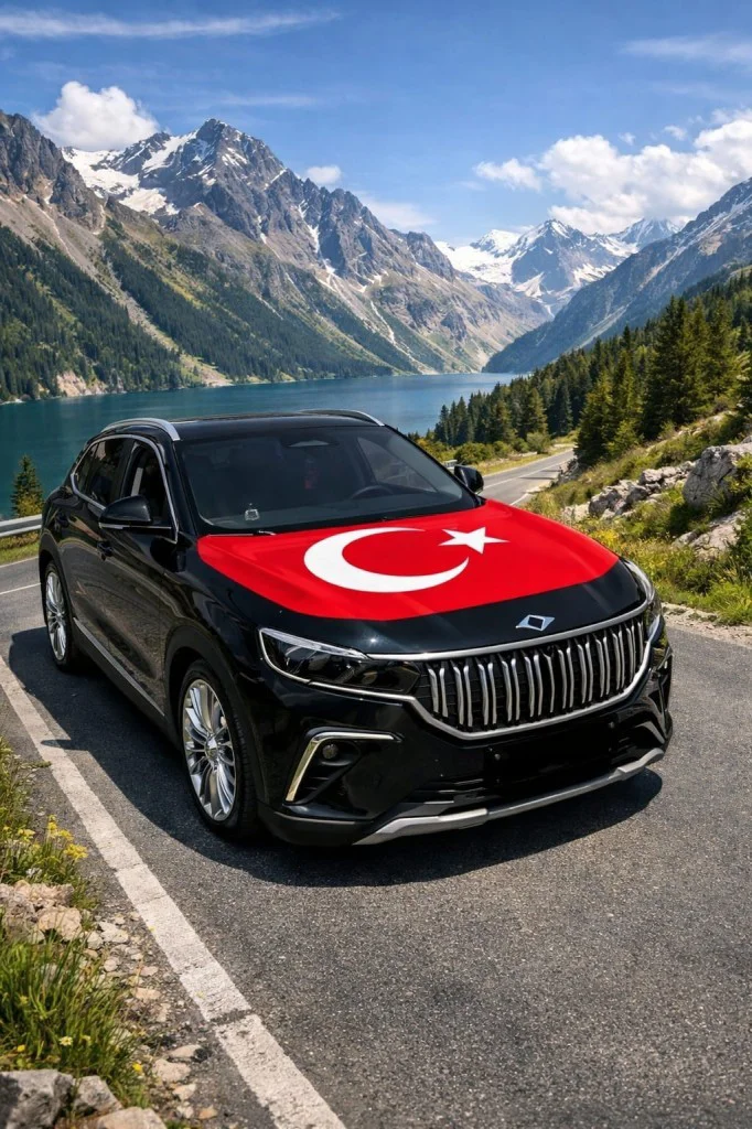 Türk Bayraklı (130x168cm) Araç Kaput Bayrağı-Kaput Koruma