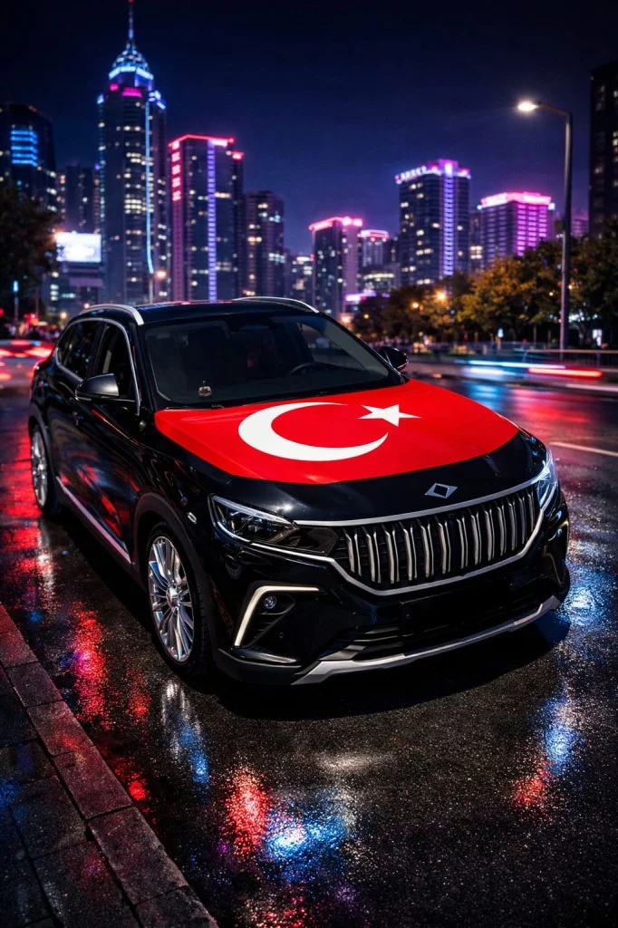 Türk Bayraklı (130x168cm) Araç Kaput Bayrağı-Kaput Koruma