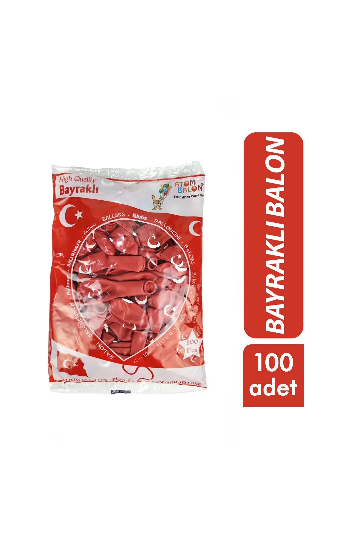 Türk Bayraklı Balon - 100'lü Paket - 12 inç Boyut Türk Bayraklı Balon - 100'lü Paket - 12 inç Boyut