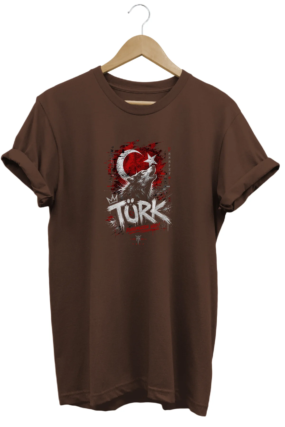 Türk Bozkurt ve Ay Yıldız Baskılı Sokak Stili Özel Tasarım Tişört