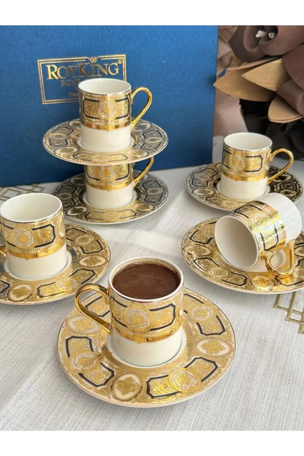 Türk Kahve Fincanı Luxury 6 Kişilik 12 Parça