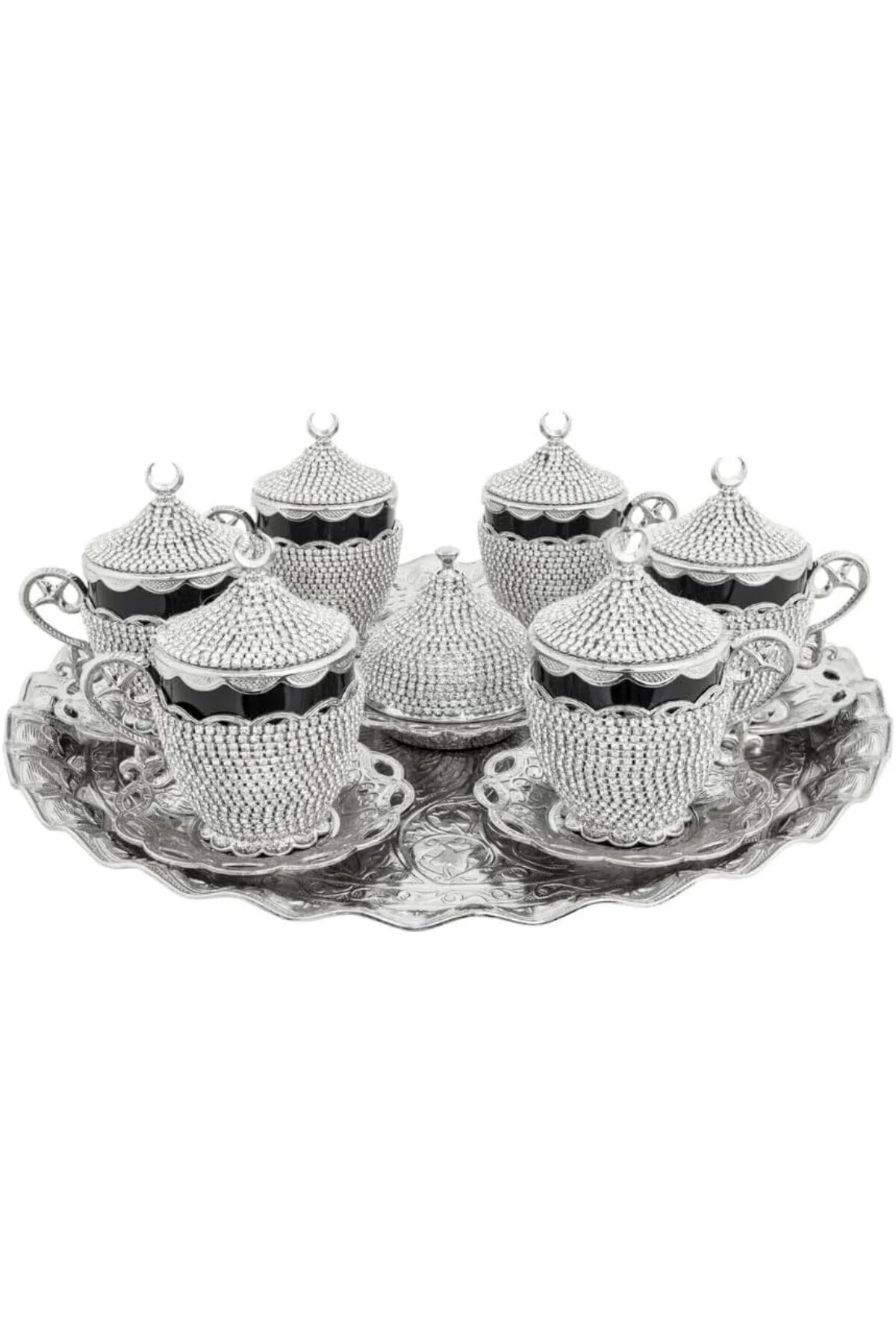 Türk Kahvesi Fincan Seti, Kristal Lokumluk, 6'lı Espresso Fincan 