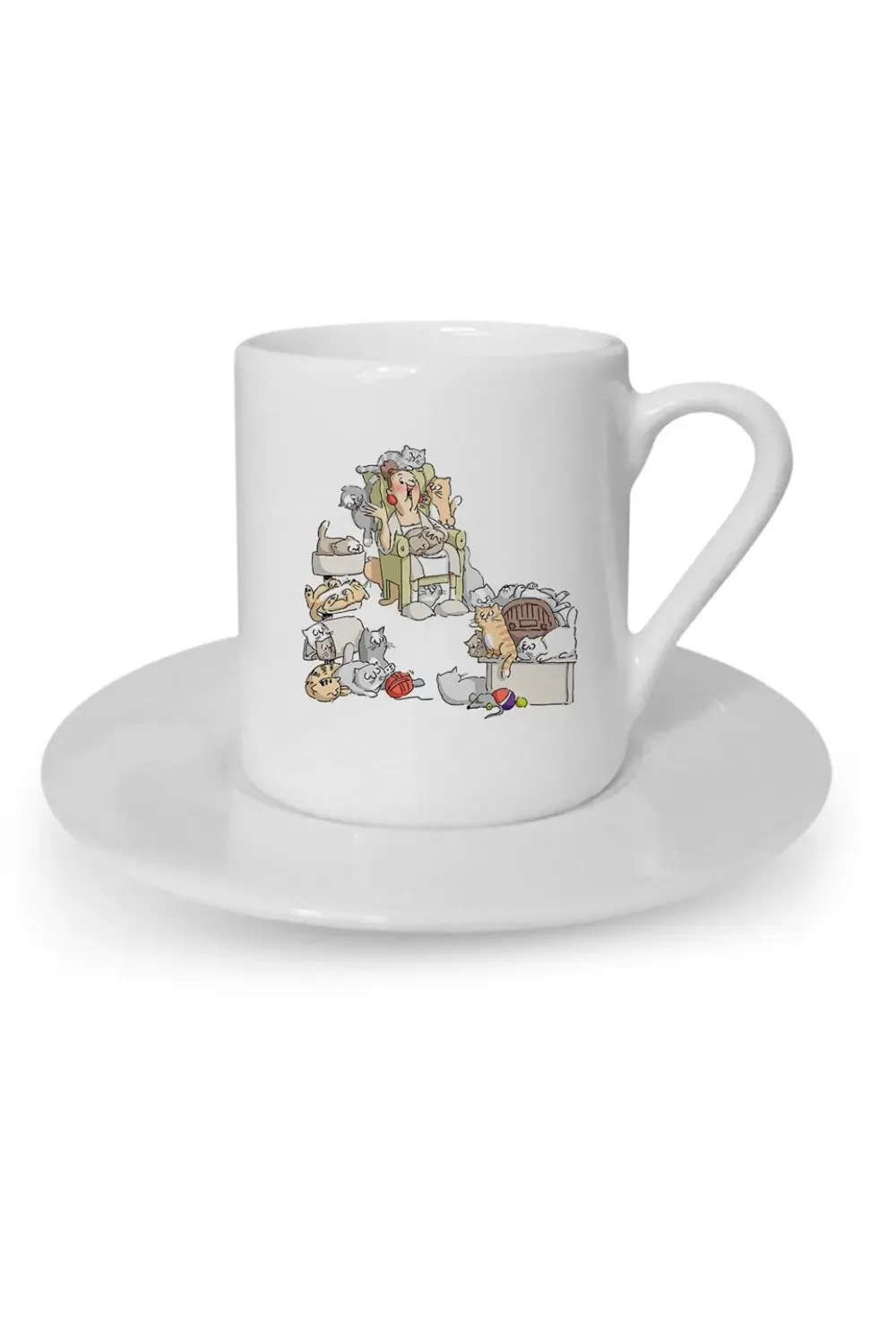 Türk Kahvesi Fincanı Arkadaşlık Kardeşlik Dostluk Kedi