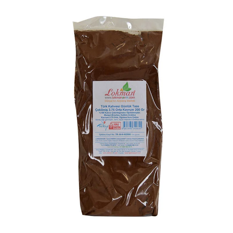 Türk Kahvesi Günlük Taze Çekilmiş 3.75 Orta Krum 200 Gr Paket