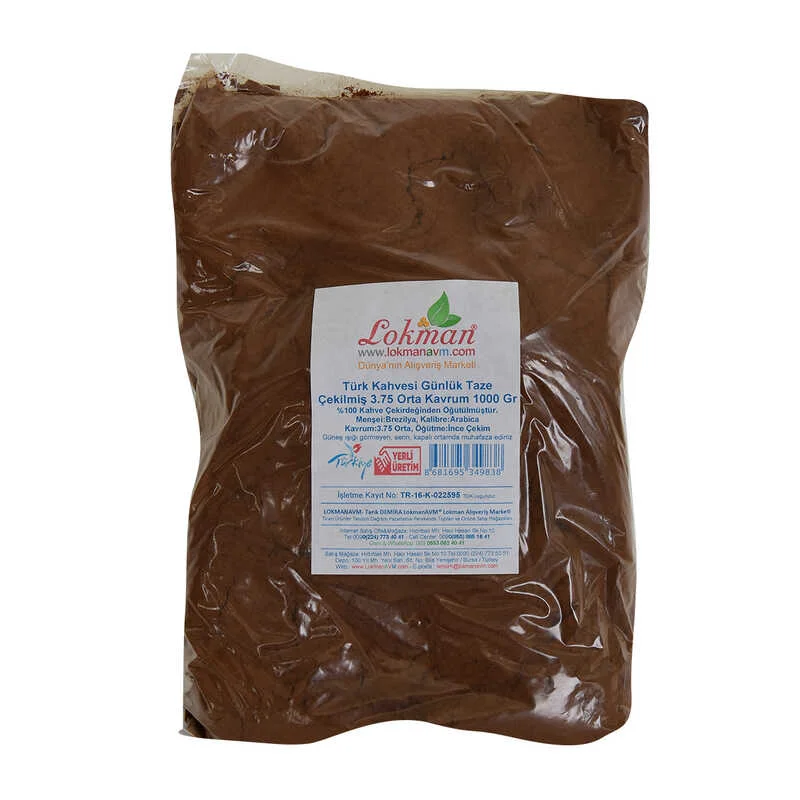 Türk Kahvesi Günlük Taze Çekilmiş 3.75 Orta Krum 1000 Gr Paket
